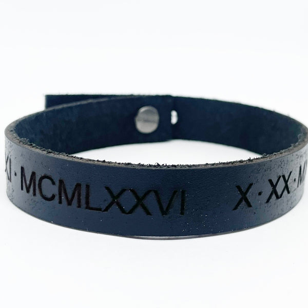 Roman numeral leather bracelet