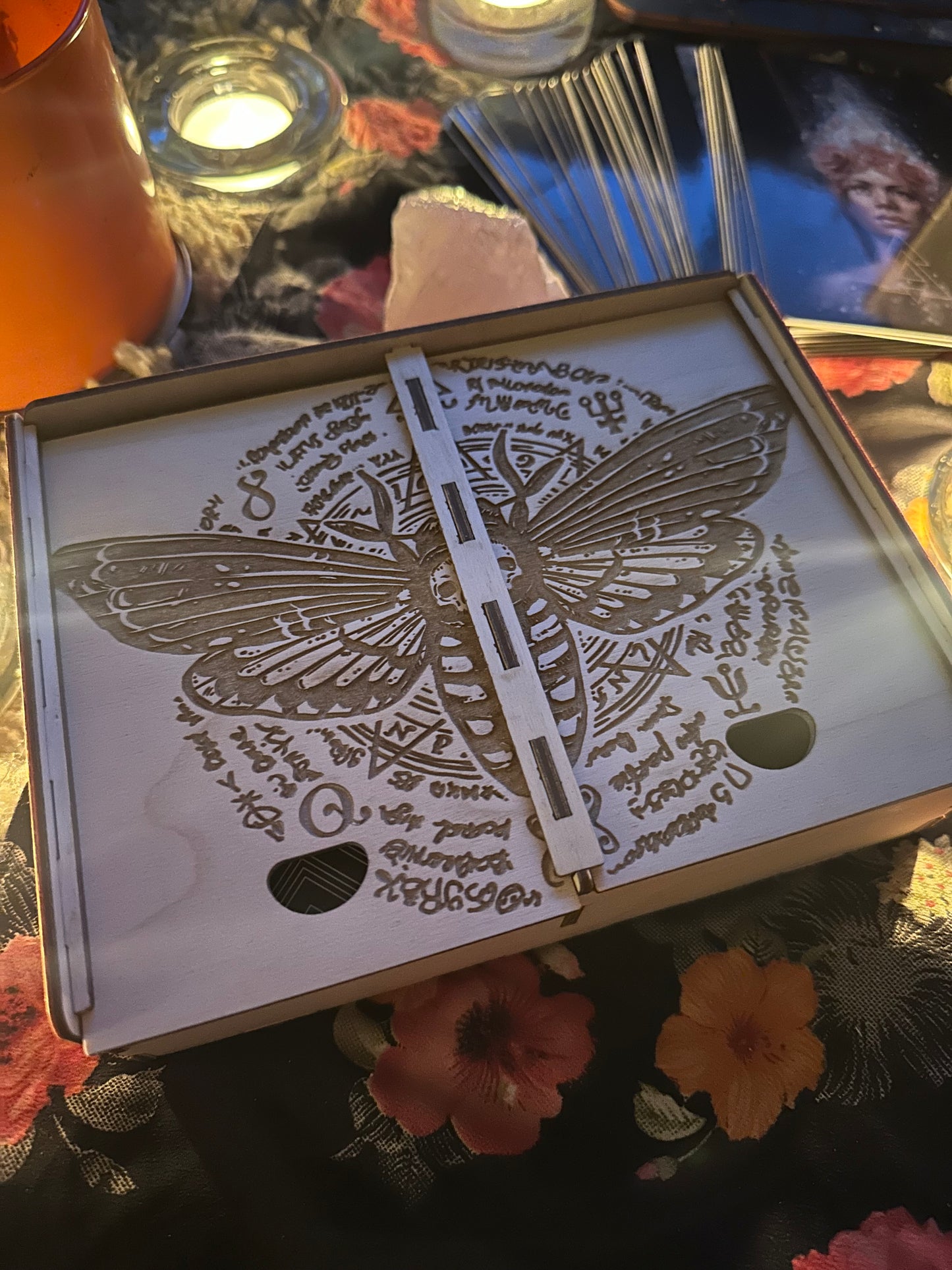 Side-by-side moth tarot box